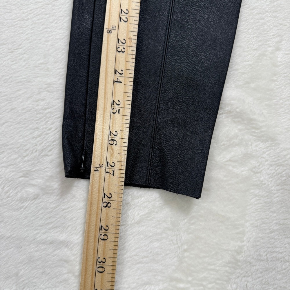 Zara Leggings Womens XS Black Faux Leather High Rise Seamed Ankle Zip Slim Fit - Picture 4 of 10
